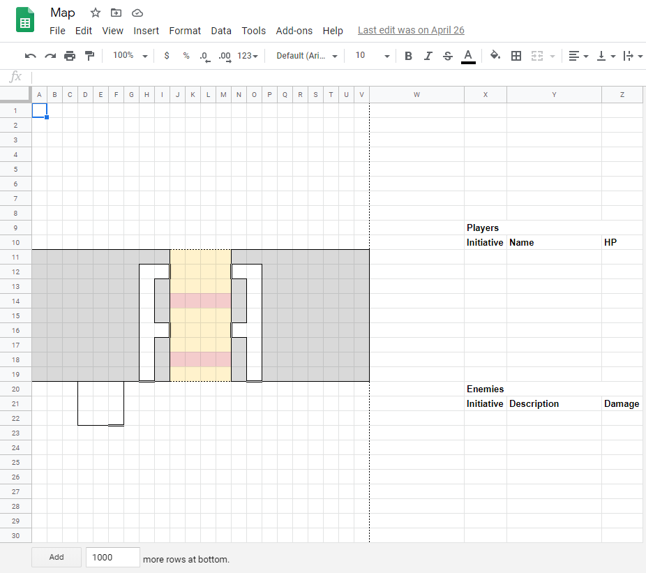 A Google-Sheets-based map for an encounter