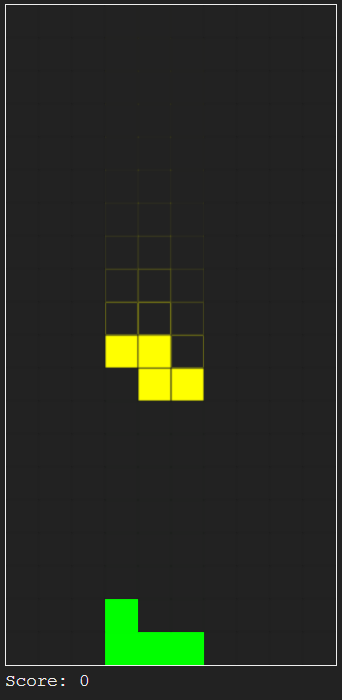 Tetris pieces leaving colored trails